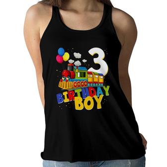 Kids 3Rd Birthday Train Boys Girls 3 Years Old I'm Three Gift Women Flowy Tank | Mazezy