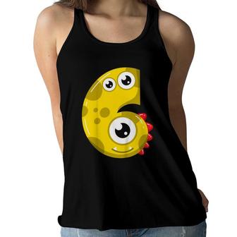 Kids 6Th Birthday Monsters Tee 6 Years Old Little Monster Gift Women Flowy Tank | Mazezy
