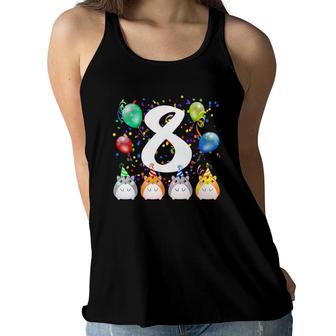 Kids Funny Hamster Guinea Pig 8Th Birthday 8 Years Old Gifts Women Flowy Tank | Mazezy