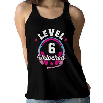 Kids Gamer Girl Level 6 Unlocked Video Game 6Th Birthday Gift Women Flowy Tank | Mazezy