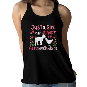 Kids Goat Chicken Just A Girl Who Loves Goats And Chickens Women Flowy Tank | Mazezy DE