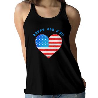 Kids Happy 4Th Y'all American Flag Heart Fourth Of July Women Flowy Tank | Mazezy AU
