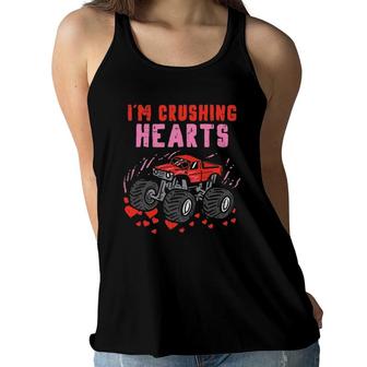 Kids I Crush Hearts Monster Truck Toddler Boys Valentines Women Flowy Tank | Mazezy