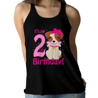 Kids It's My 2Nd Birthday Dog Lover Theme 2 Years Old Puppy Girl Women Flowy Tank | Mazezy