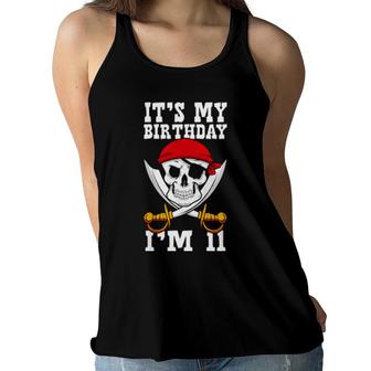 Kids It's My Birthday I'm 11 Pirate Themed 11Th Birthday Party Women Flowy Tank | Mazezy