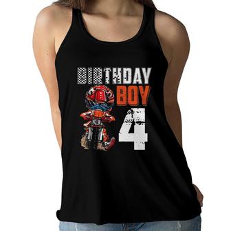 Kids Motocross Mx 4Th Gift 4 Years Old Dirt Bike Birthday Party Women Flowy Tank | Mazezy