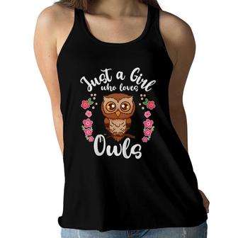 Kids Owl Just A Girl Who Loves Owls Women Flowy Tank | Mazezy