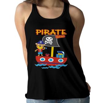 Kids Pirate Bear Funny Treasure Crab Ship Ocean Adventure Animal Women Flowy Tank | Mazezy