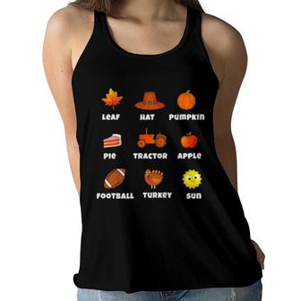 Kids Thanksgiving Elements And Girls Thanksgiving Women Flowy Tank | Mazezy