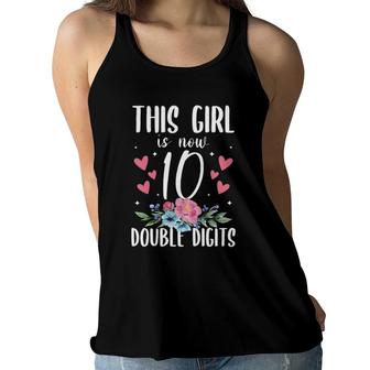 Kids This Girl Is Now 10 Double Digits 10Th Birthday Women Flowy Tank | Mazezy