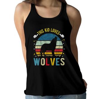 Kids This Kid Loves Wolves Boys And Girls Wolf Gift Women Flowy Tank | Mazezy