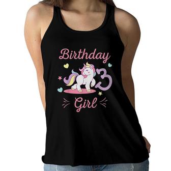 Kids Unicorn Birthday Girls 3Rd Birthday 3 Years Old Women Flowy Tank | Mazezy