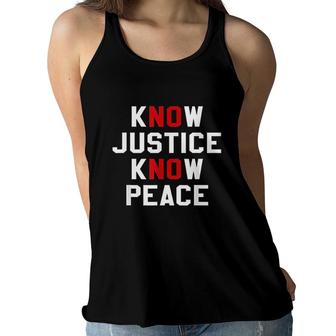 Know Justice Know Peace No Justice No Peace Red Women Flowy Tank - Seseable
