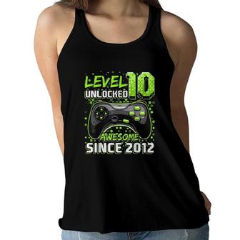 Level 10 Unlocked Awesome 2012 Video Game Birthday Women Flowy Tank - Seseable