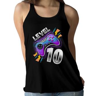 Level 10 Video Game Controller 10Th Birthday Gamer Boys Women Flowy Tank | Mazezy