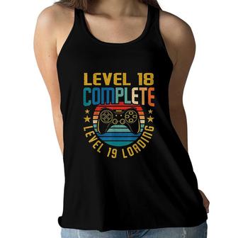 Level 18 Complete Level 19 Loading 18th Birthday Video Gamer Yellow Star Women Flowy Tank - Seseable