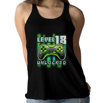 Level 18 Unlocked Video Game 18th Birthday Gamer Boys Women Flowy Tank - Seseable