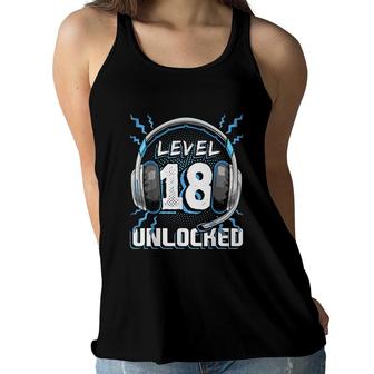 Level 18 Unlocked Video Game 18th Birthday PC Gaming Gift Women Flowy Tank - Seseable