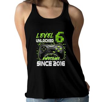 Level 6 Unlocked Awesome Since 2016 6th Birthday Boy Women Flowy Tank - Seseable