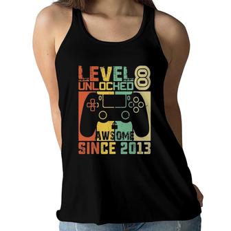 Level 8 Unlocked Video Gamer 8 Years Old Birthday Kids Gift Women Flowy Tank | Mazezy