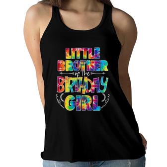Little Brother Of The Birthday Girl Matching Family Tie Dye Women Flowy Tank | Mazezy