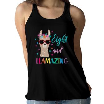 Llama Birthday  Outfit For Girls Eight And Llamazing Women Flowy Tank
