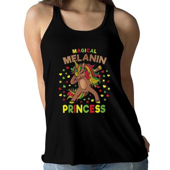 Magical Melanin Princess Unicorn Black Afro Girl Women Flowy Tank | Mazezy
