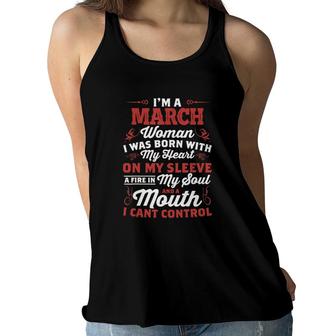 March Girl Born With Heart On Sleeve Women Flowy Tank | Mazezy