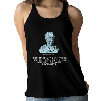 Marcus Aurelius Stoic Quote Happiness Life Thoughts Women Flowy Tank - Seseable