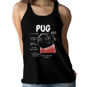 Men Women And Kids Pug Dog Rules Tee - Funny Dog Lover Gifts Women Flowy Tank | Mazezy UK