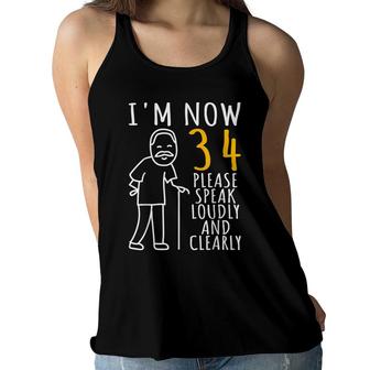 Mens 34Th Birthday For Him | Im Now 34 Years Old | Cool Bday Women Flowy Tank - Seseable