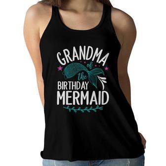 Mermaid Matching Family Grandma Of The Birthday Mermaid Women Flowy Tank - Seseable