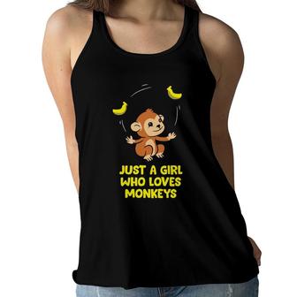 Monkey Lover Gift Just A Girl Who Loves Monkeys Women Flowy Tank | Mazezy