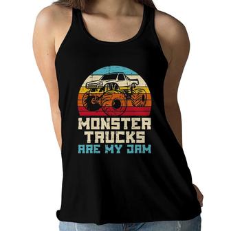 Monster Trucks Are Jam Sunset Retro Racing Men Boys Gift Women Flowy Tank | Mazezy