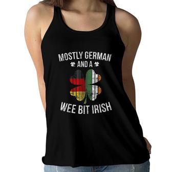 Mostly German Wee Bit Irish Funny Germany Patrick Day Gifts Women Flowy Tank - Seseable