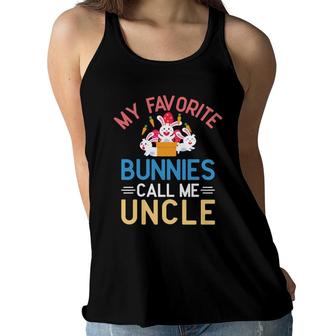 My Favorite Bunnies Call Me Uncle Women Flowy Tank - Seseable