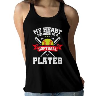 My Heart Belongs To A Softball Player Boyfriend Women Flowy Tank | Mazezy