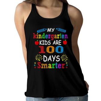 My Kindergarten Are 100 Days Smarter, Smart Kid Teacher Women Flowy Tank | Mazezy