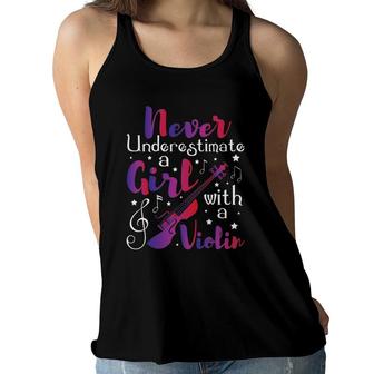 Never Underestimate A Girl With A Violin Violinist Women Flowy Tank | Mazezy