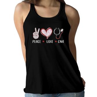 Peace Love Cna Nurse Nursing Gifts Idea For Men Women Kids Women Flowy Tank | Mazezy