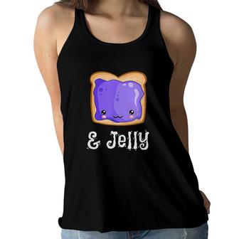 Peanut Butter Jelly Kawaii Matching Blueberry Jam Women Flowy Tank - Seseable