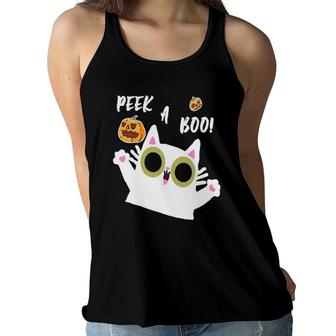 Peek A Boo Cat Funny Cute Halloween Baby Kids Video Song Women Flowy Tank | Mazezy