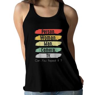 Person Woman Man Camera TV Vintage Funny Political Color Women Flowy Tank - Seseable