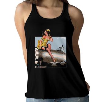 Pin Up Girl Wings P47 Vintage Poster 40S Ww2 Ver2 Women Flowy Tank | Mazezy