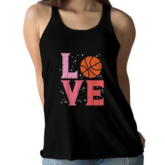 Pink Love Basketball Cute Sports Lover Men Women Kids Girls Women Flowy Tank - Seseable