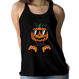 Pumpkin Gaming Controller Halloween For Boys Kids Women Flowy Tank | Mazezy