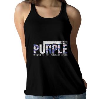 Purple Camo Month Of The Military Child Army Soldier Kids Women Flowy Tank - Seseable
