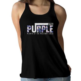 Purple Camo Month Of The Military Child Army Soldier Kids Women Flowy Tank | Mazezy