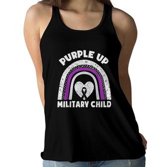 Purple Up For Military Kids Month Of The Military Child Cute Women Flowy Tank - Seseable