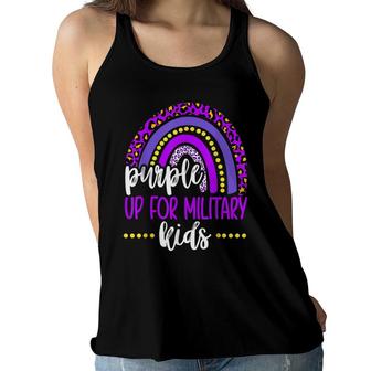 Purple Up For Military Kids Rainbow Military Child Month Women Flowy Tank - Seseable